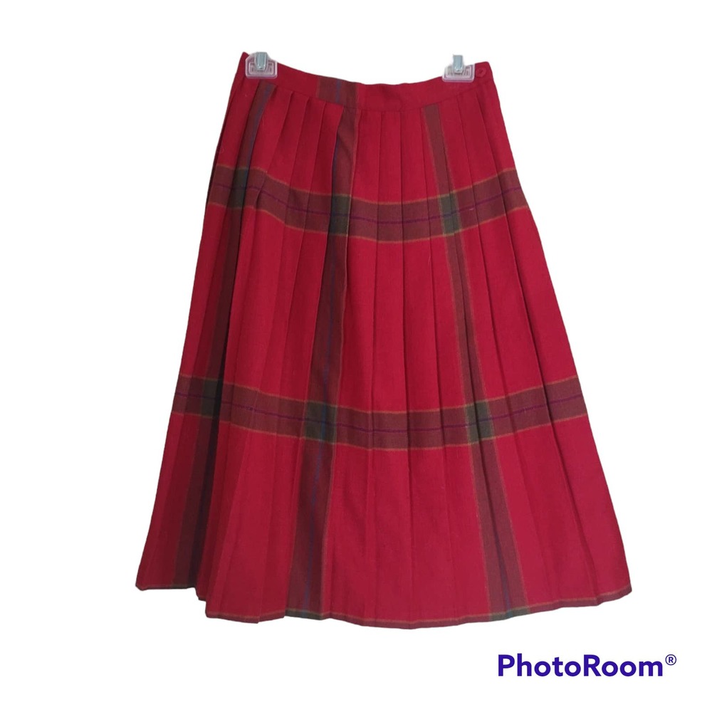 Vintage New Attitude Russ Togs A-Line Pleated Plaid Wool Blend Sz.10 Skirt